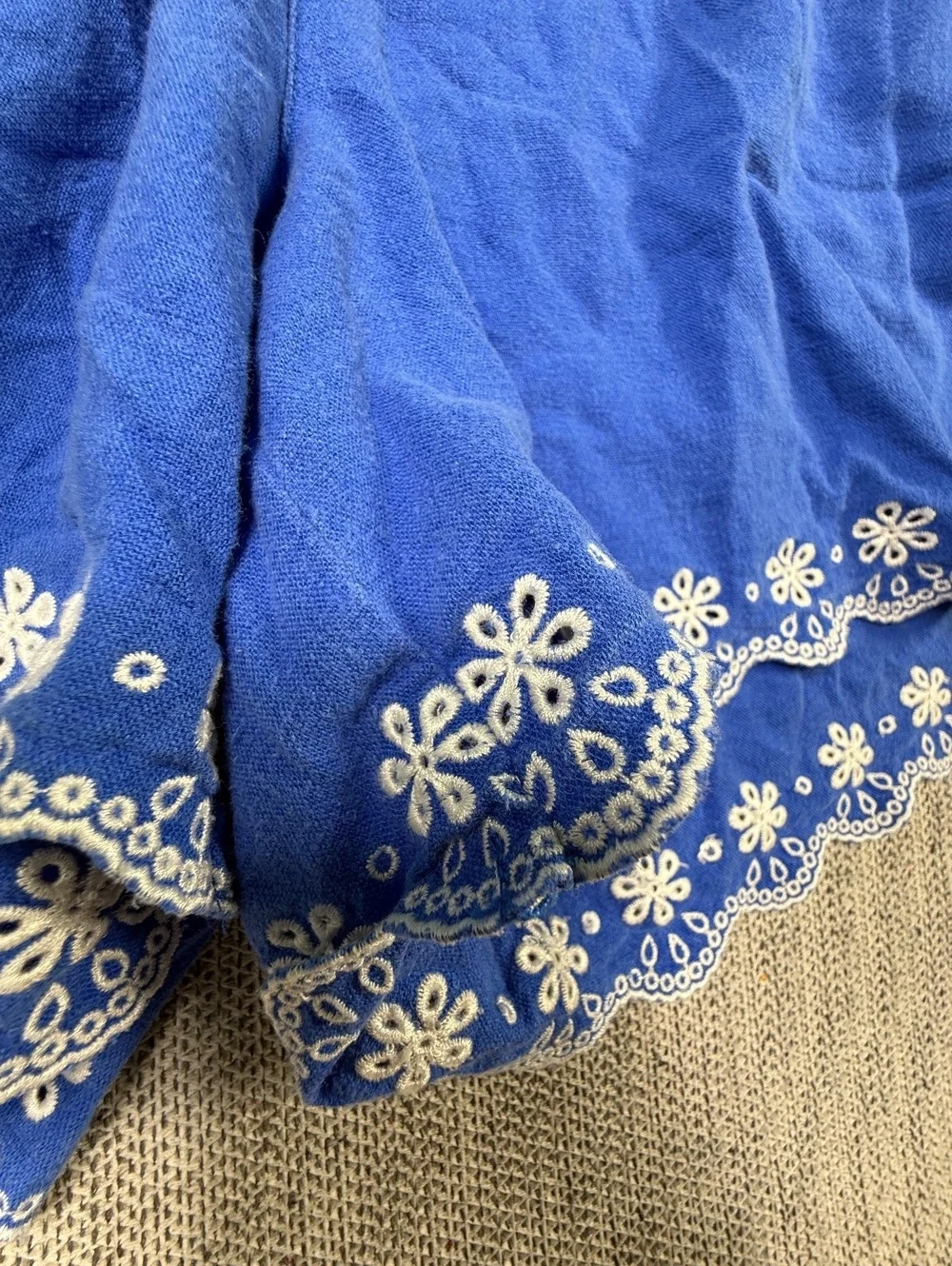 J.Crew Linen Blend Scalloped Hem Shorts XL Blue